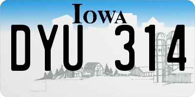 IA license plate DYU314
