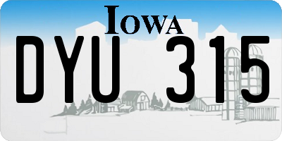 IA license plate DYU315