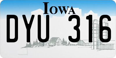 IA license plate DYU316