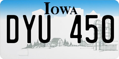 IA license plate DYU450