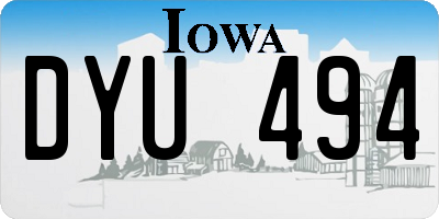 IA license plate DYU494