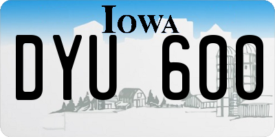 IA license plate DYU600