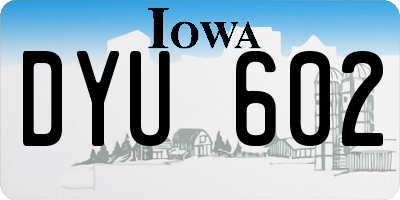 IA license plate DYU602