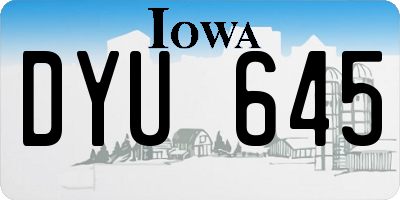 IA license plate DYU645