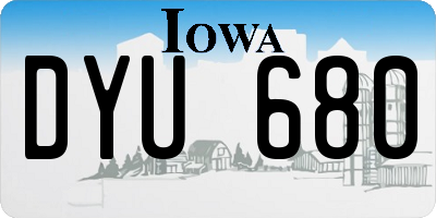 IA license plate DYU680