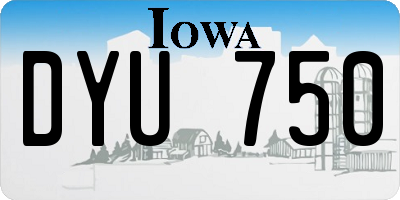 IA license plate DYU750