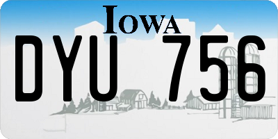 IA license plate DYU756