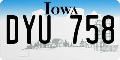 IA license plate DYU758