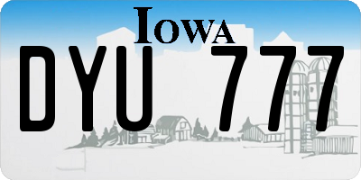 IA license plate DYU777