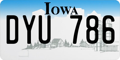 IA license plate DYU786