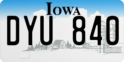 IA license plate DYU840