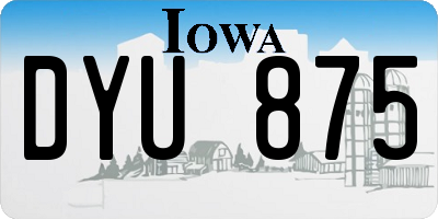 IA license plate DYU875