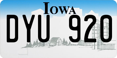IA license plate DYU920