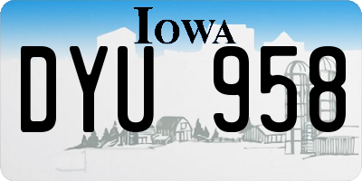 IA license plate DYU958