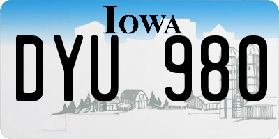 IA license plate DYU980