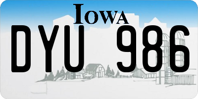 IA license plate DYU986