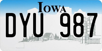 IA license plate DYU987