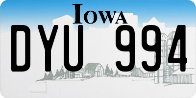 IA license plate DYU994