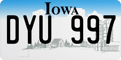 IA license plate DYU997