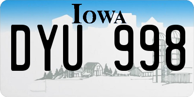 IA license plate DYU998