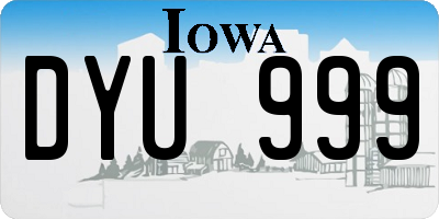 IA license plate DYU999