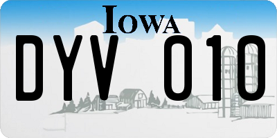 IA license plate DYV010