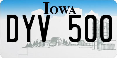 IA license plate DYV500