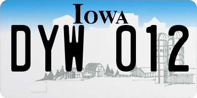 IA license plate DYW012