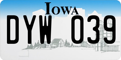IA license plate DYW039