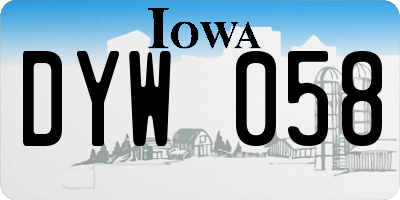 IA license plate DYW058