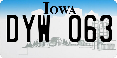 IA license plate DYW063