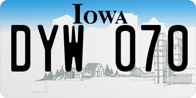IA license plate DYW070