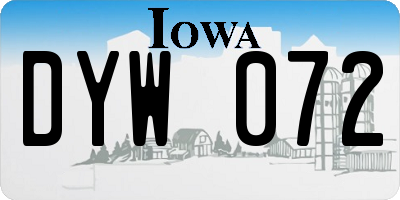 IA license plate DYW072
