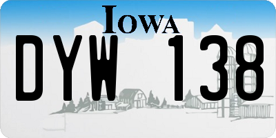 IA license plate DYW138