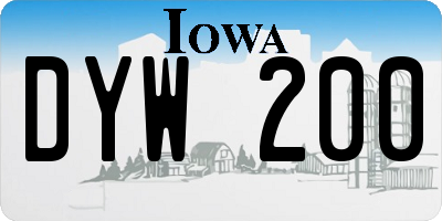 IA license plate DYW200