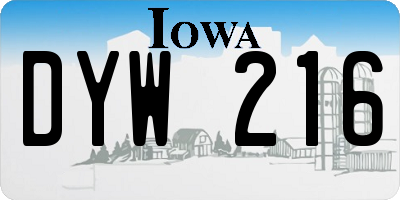 IA license plate DYW216