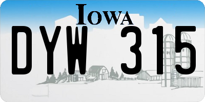 IA license plate DYW315
