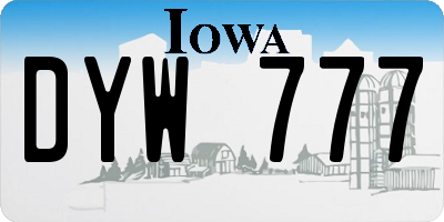 IA license plate DYW777