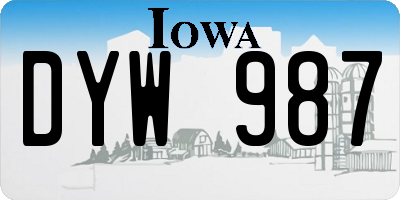 IA license plate DYW987