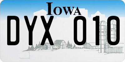 IA license plate DYX010