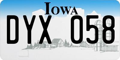 IA license plate DYX058