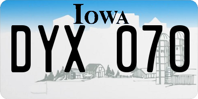 IA license plate DYX070