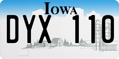IA license plate DYX110