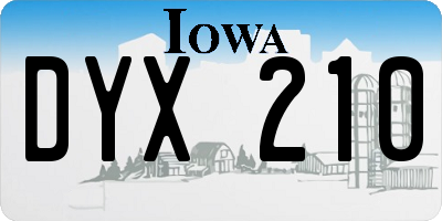 IA license plate DYX210