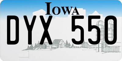 IA license plate DYX550