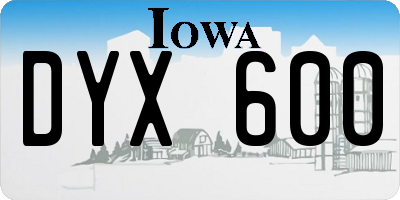 IA license plate DYX600