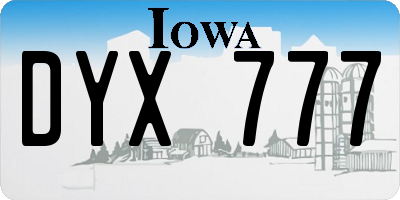 IA license plate DYX777