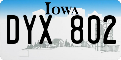 IA license plate DYX802