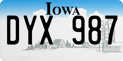 IA license plate DYX987