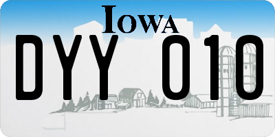 IA license plate DYY010